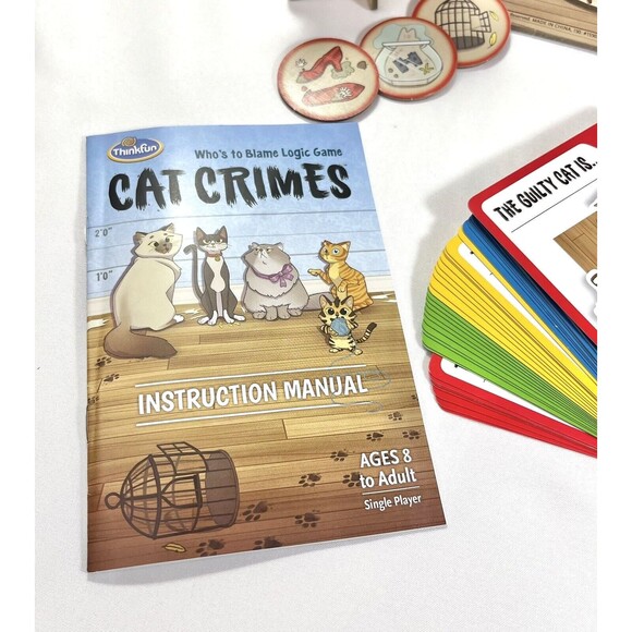 Cat Crimes "Who's to Blame Logic Game" by Think Fun Board Game Complete - Picture 10 of 12